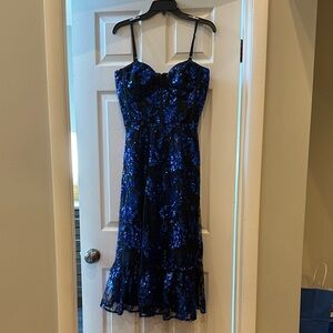 Dress the Population Carina Floral Sweetheart Midi Dress size M NWT